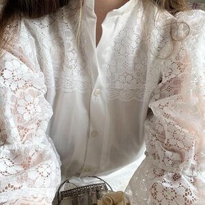 Vintage 70s lace prairie blouse 🪽🤍